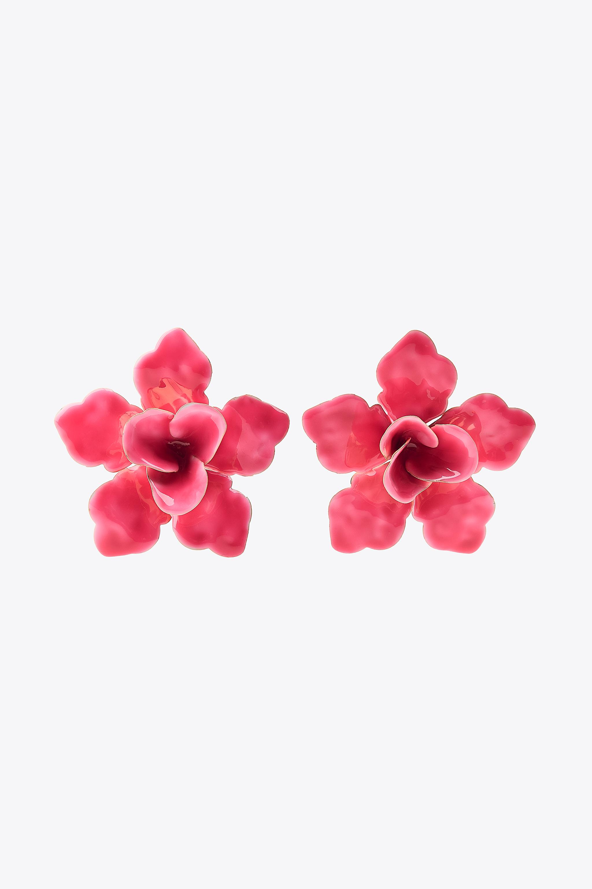 ENAMELED FLOWER MAXI EARRINGS - Pink | ZARA Canada
