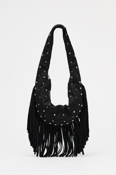 Bolso Tote Bag Mujer Bolso Bucket ZARA Con Hebillas Negro Negro