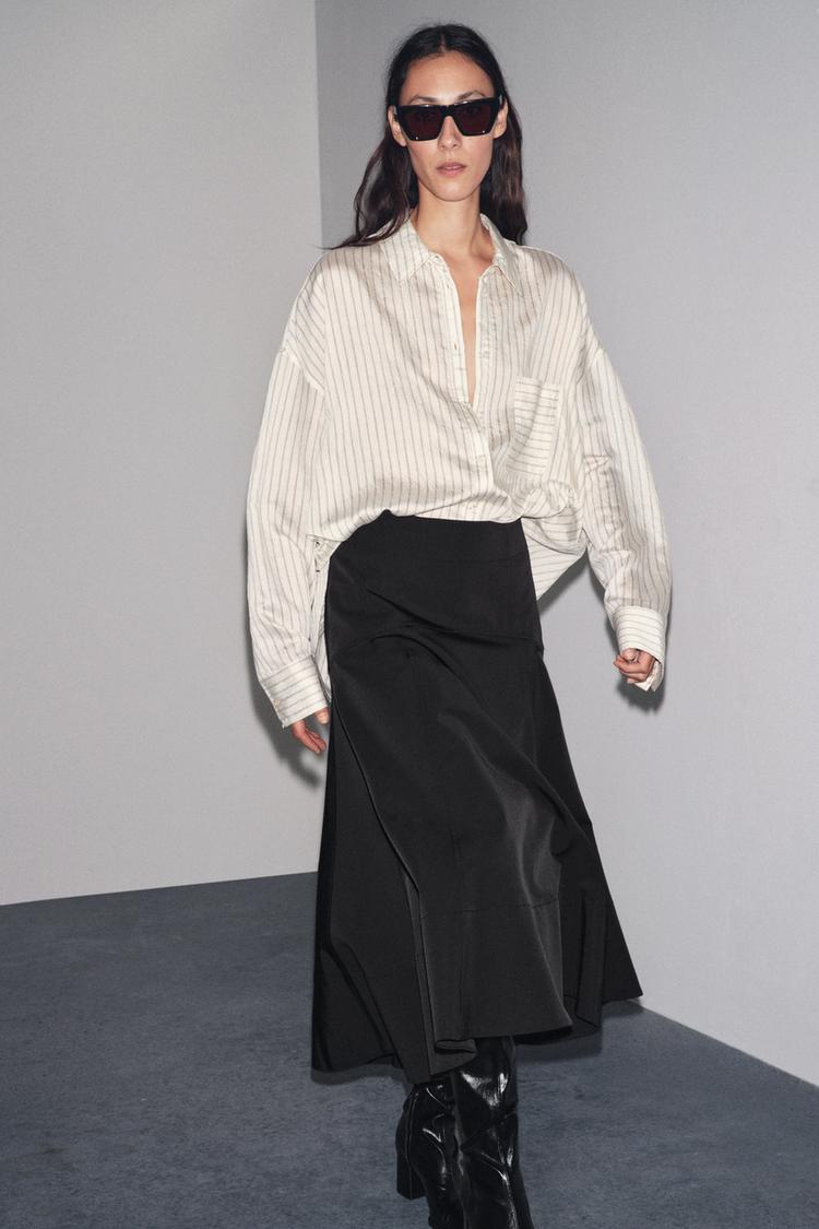 ZW COLLECTION FLARED BELT SKIRT Black ZARA United States