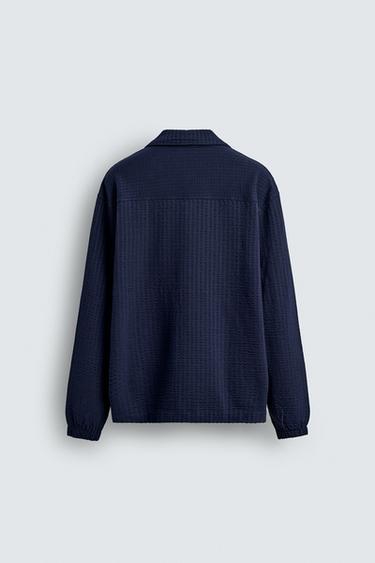 SURCHEMISE SEERSUCKER CONFORT - Bleu marine de Zara - Image 7