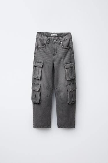 FADED EFFECT CARGO JEANS - Mid-grey by Zara
