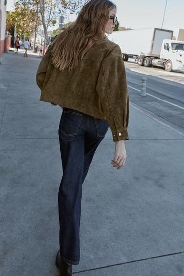 100% LEATHER BOMBER JACKET - Khaki by Zara - Image 3