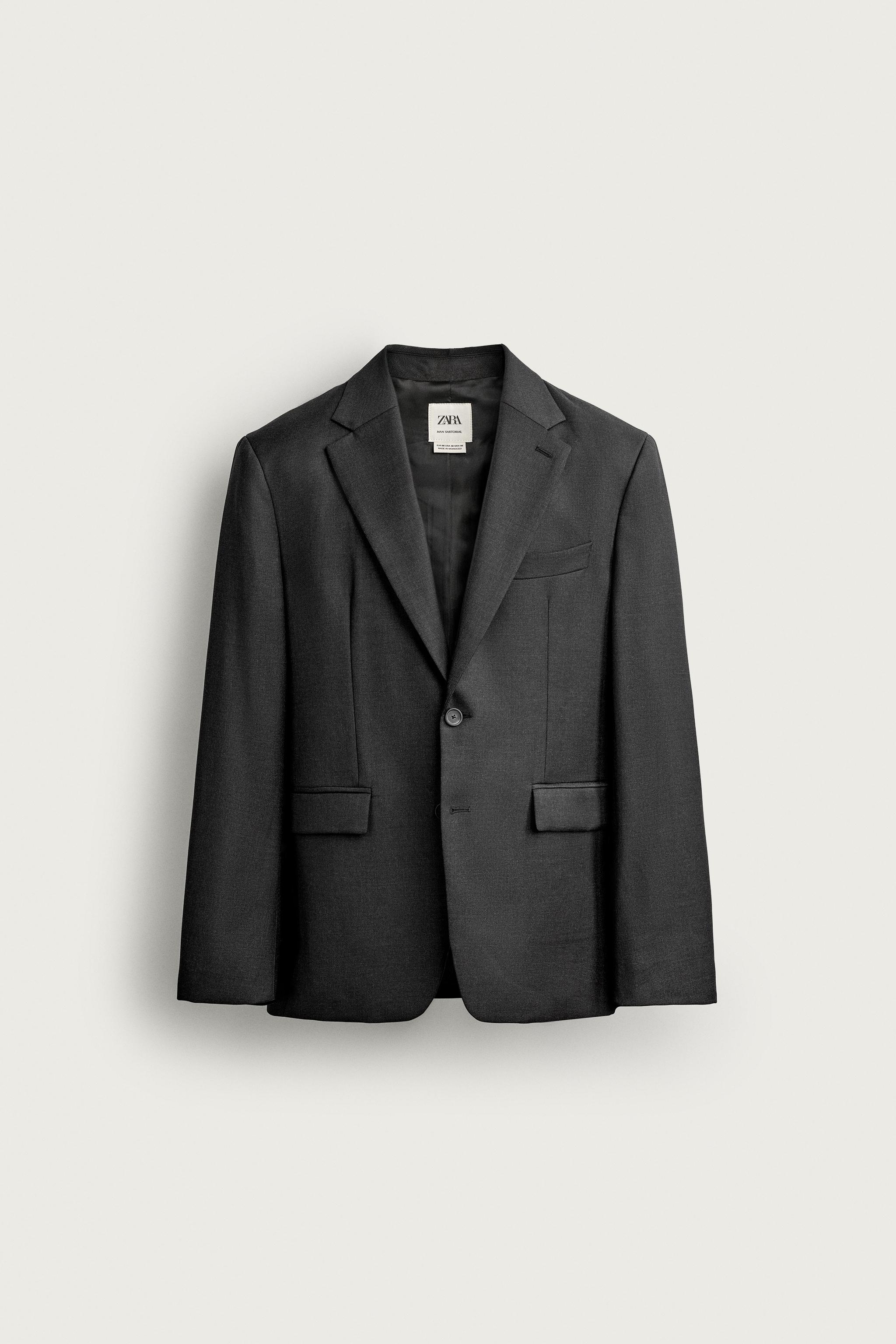 100% WOOL SUIT BLAZER — Anthracite Gray