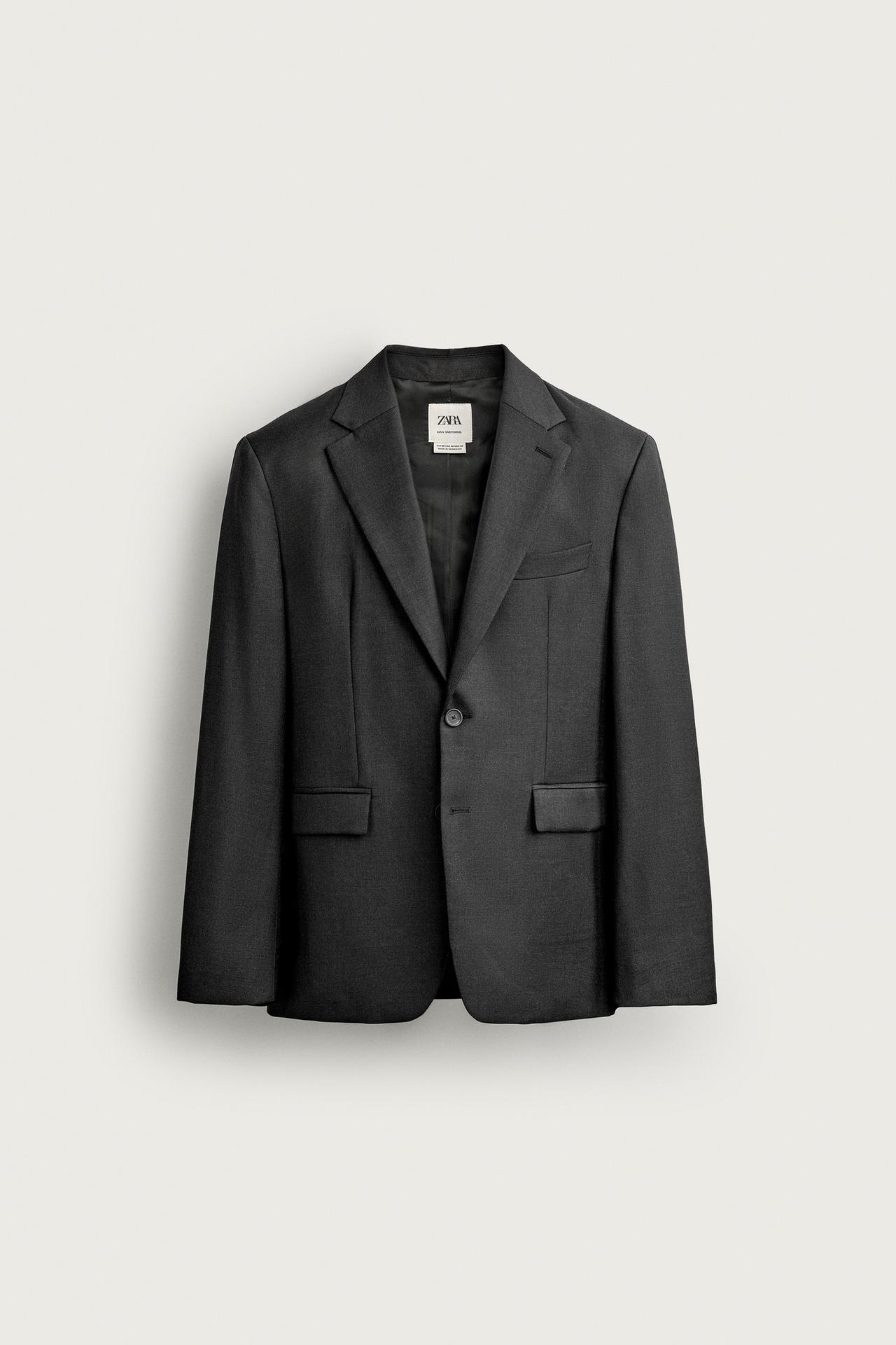 100% WOOL SUIT BLAZER — Anthracite Gray