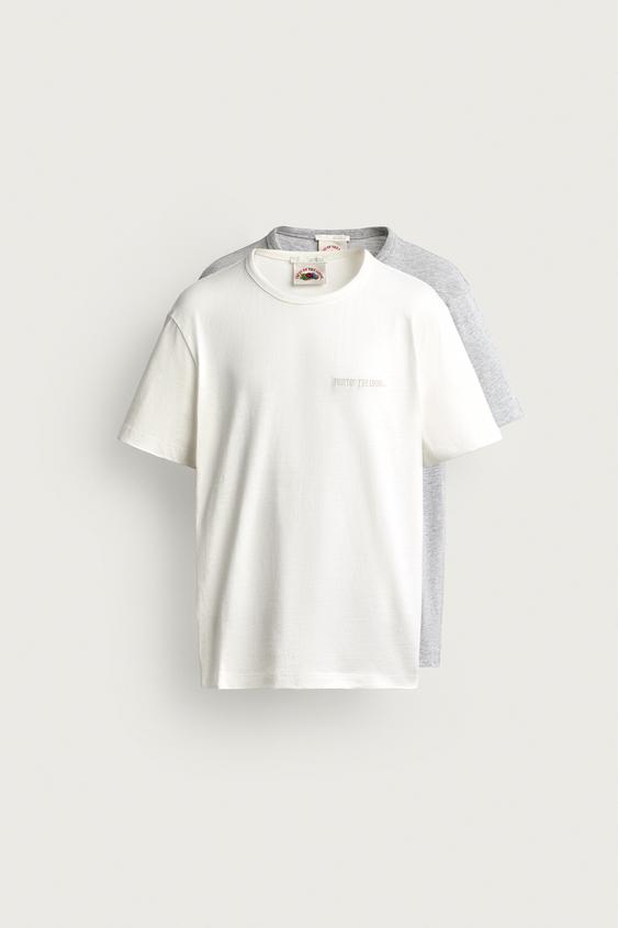 LOT DE 2 T-SHIRTS BRODÉS FRUIT OF THE LOOM™ - Blanc de Zara - Image 0