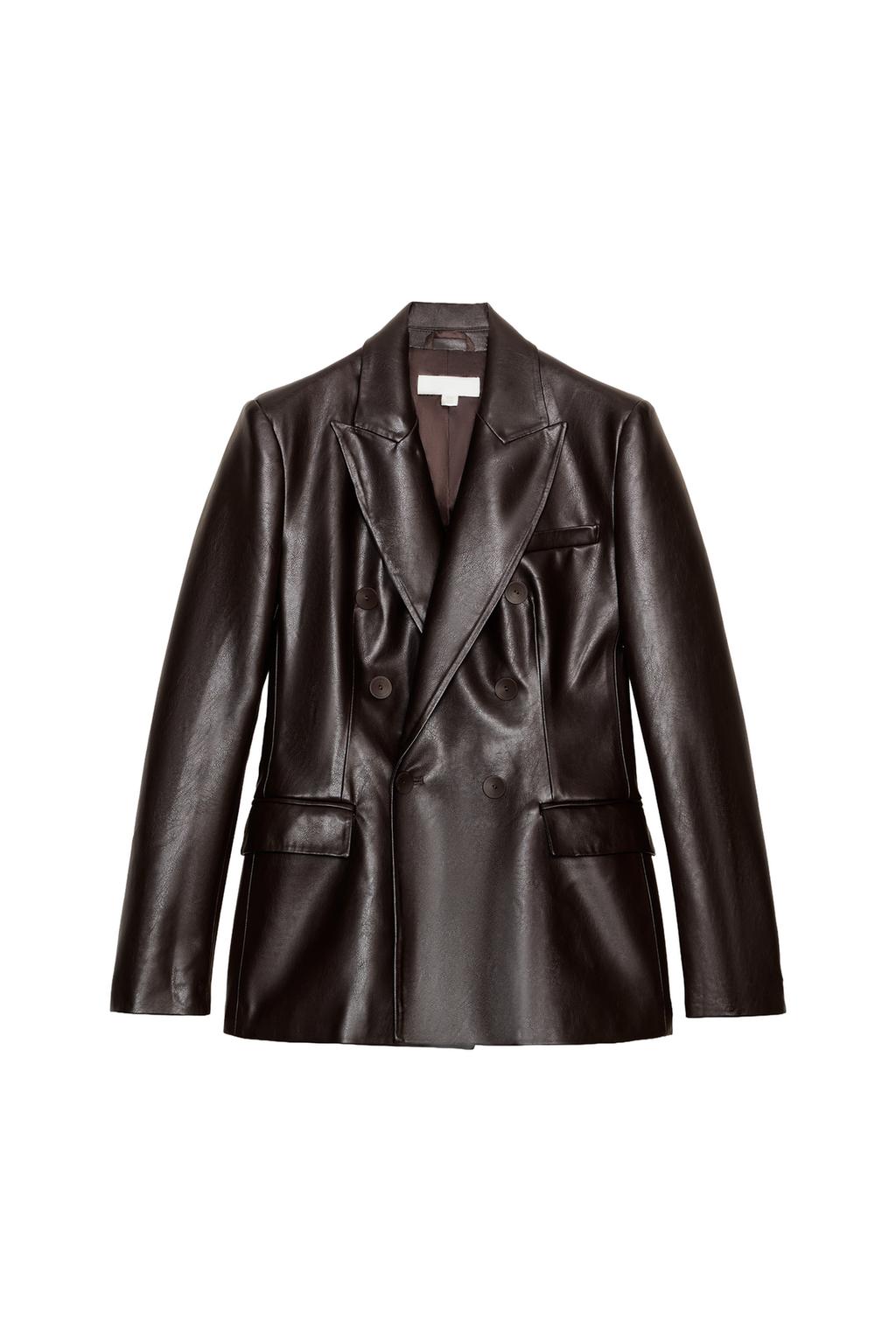 FAUX LEATHER DOUBLE-BREASTED BLAZER - image 3