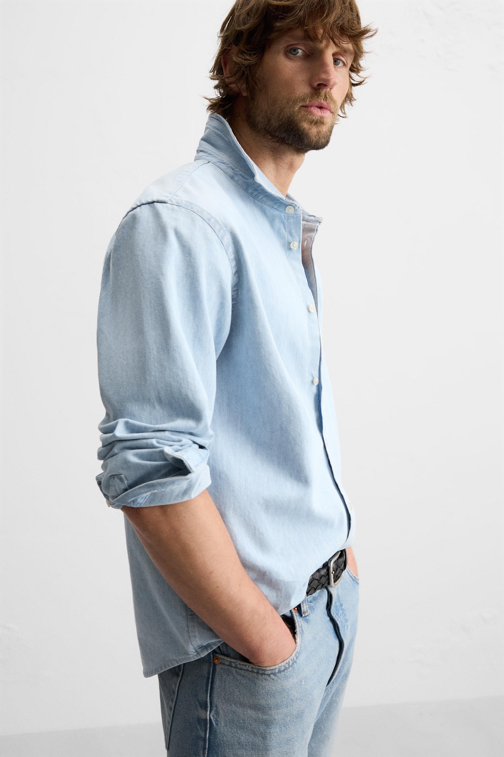 ウォッシュ加工デニムシャツ - ライトブルー | ZARA Japan / 日本