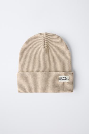 RIBBED KNIT BEANIE WITH LABEL - Ice by Zara - Image 3