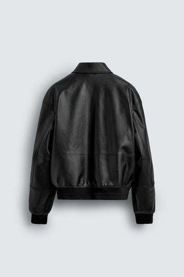 BLOUSON BOMBER MATIÈRE SYNTHÉTIQUE - Noir de Zara - Image 7