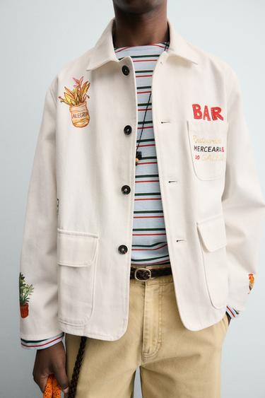 GRAPHIC PRINT RELAXED FIT OVERSHIRT - Ecru by Zara - Image 5