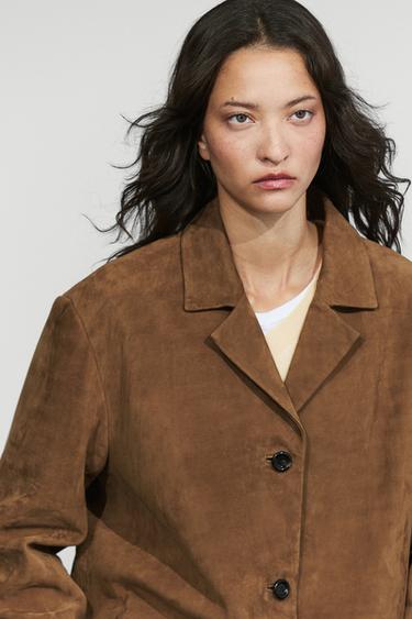 100% Suede lapel blazer — Dark mink 1