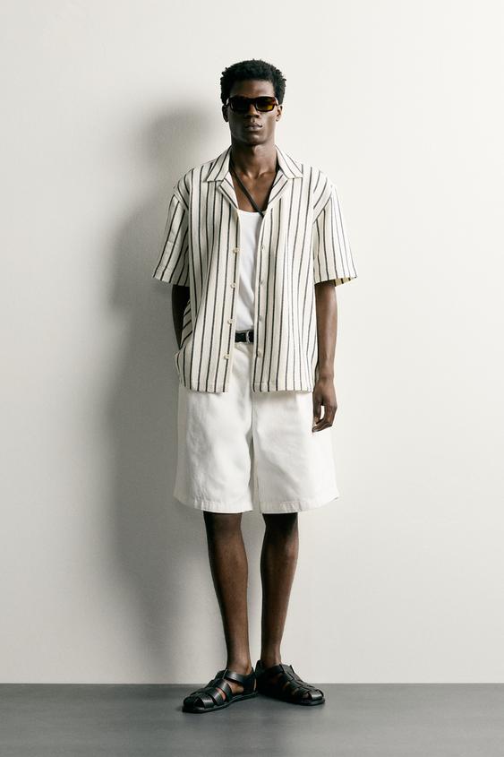 TEXTURED SHIRT - Ecru / Black by Zara - Image 0