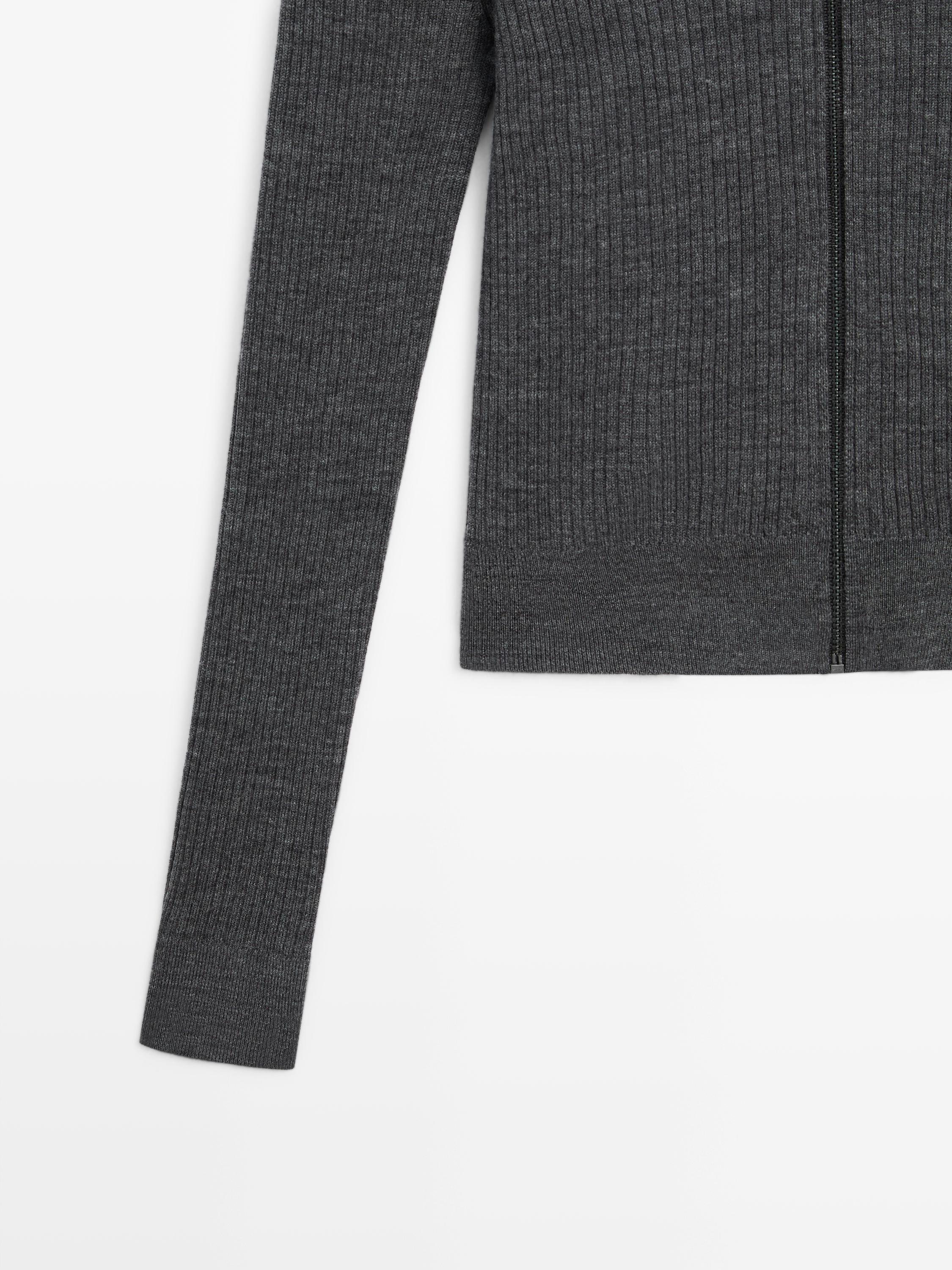 Wool zip-up cardigan