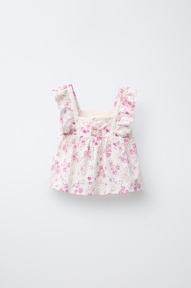 FLORAL PRINT SHIFFLY TOP - Pink by Zara - Image 1