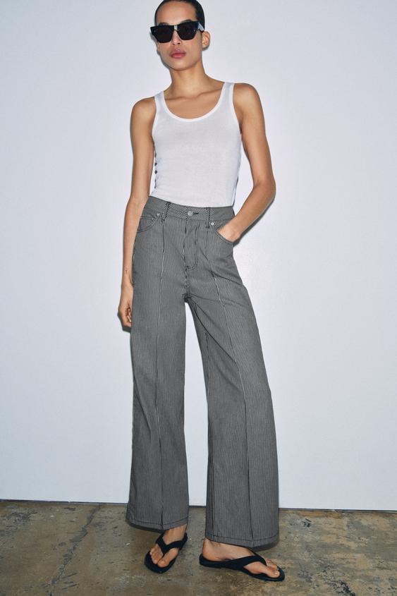 JEANS ZW COLLECTION WIDE LEG CINTURA ALTA - Cinzento da Zara - Imagem 0
