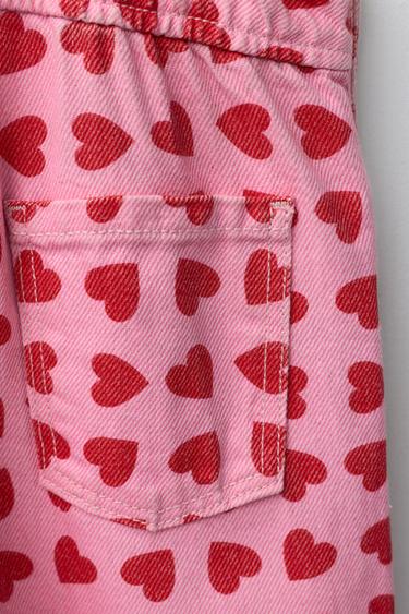 SALOPETTE LONGUE EN SERGÉ CŒURS - Rose de Zara - Image 3