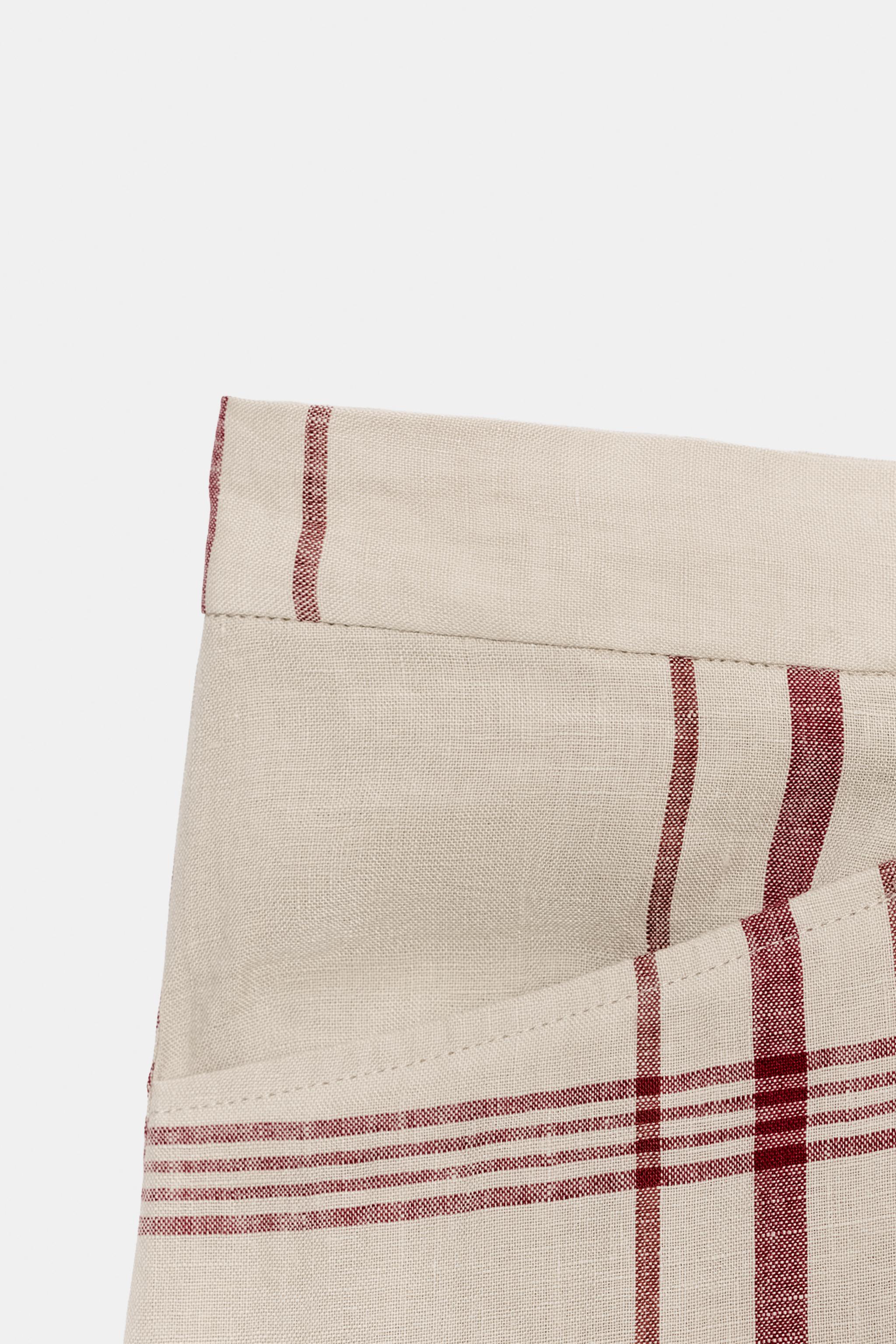 ZW COLLECTION LINEN PLAID BAGGY PANTS
