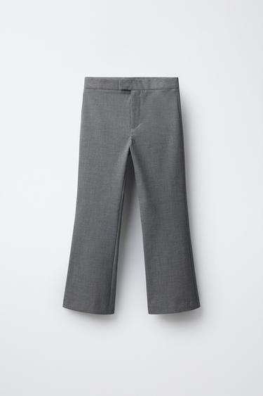 FLARED BUKSER I SILDEBENSMØNSTER - grå fra Zara