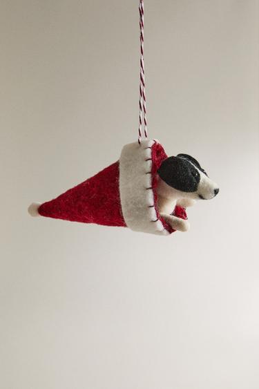 FELT DOG CHRISTMAS TREE DECORATION - Red by Zara - Image 0