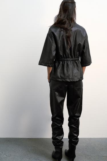 FAUX LEATHER TROUSERS - Black by Zara - Image 2