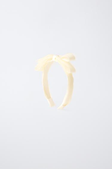 Zara ORGANZA BOW HEADBAND - Ecru - Image 0
