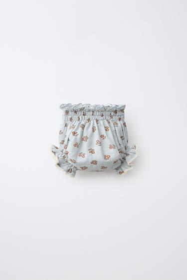 Zara LILLELISED PITSILISE ÄÄREGA ALUSPÜKSID - Light blue