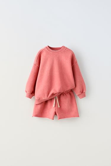 PLUSH SWEATSHIRT AND SHORTS SET - Coral by Zara