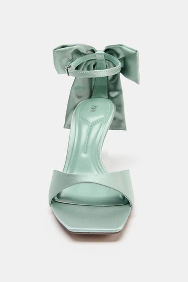 MAXI BOW HEELED SANDALS - Sea Green by Zara - Image 4