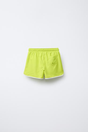 6-14 YEARS/ PALM TREE PRINT SWIM SHORTS - Fluorescent lime by Zara - Image 1