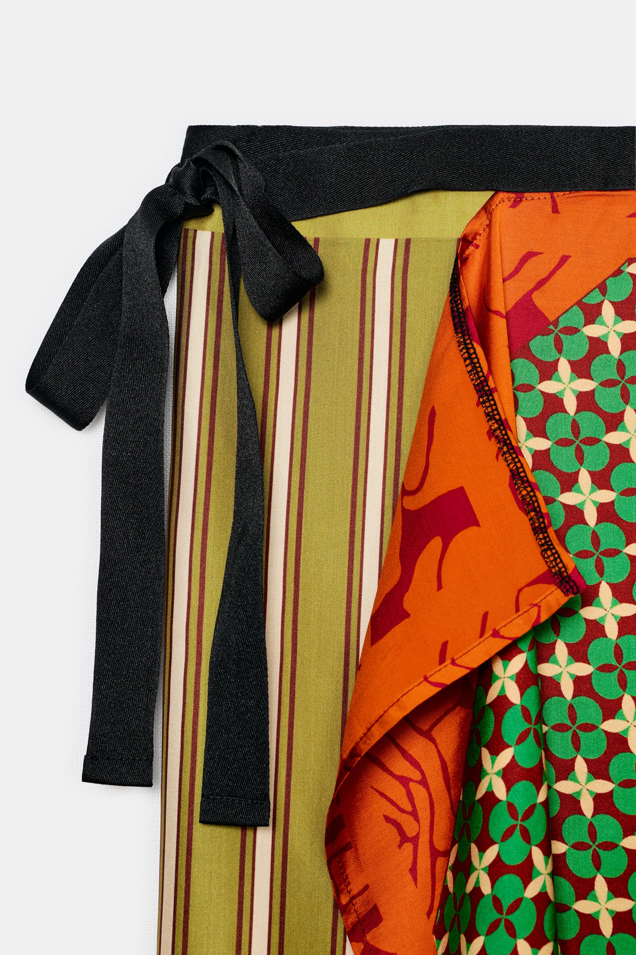 Женские топы Zara FLORAL AND STRIPED PRINT PAREO SCARF — фото 8