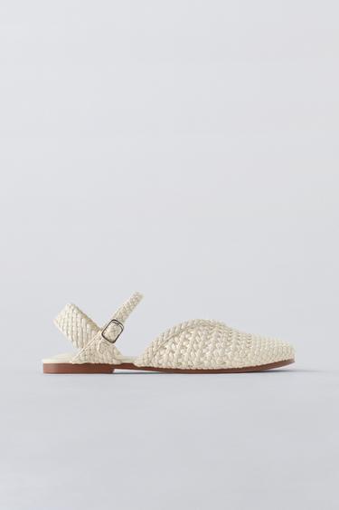 WOVEN SLINGBACK SHOES - White by Zara