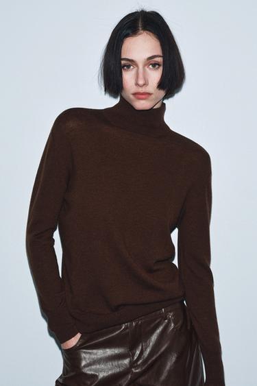 100% EXTRA SOFT WOOL JUMPER - Brown by Zara