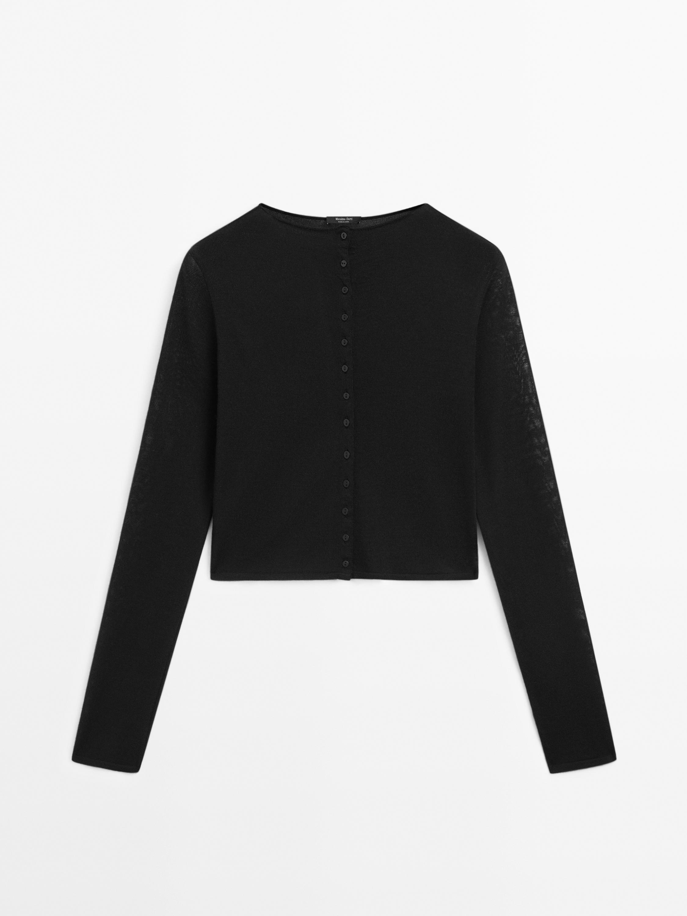 Short wool blend cardigan - Black | ZARA United States