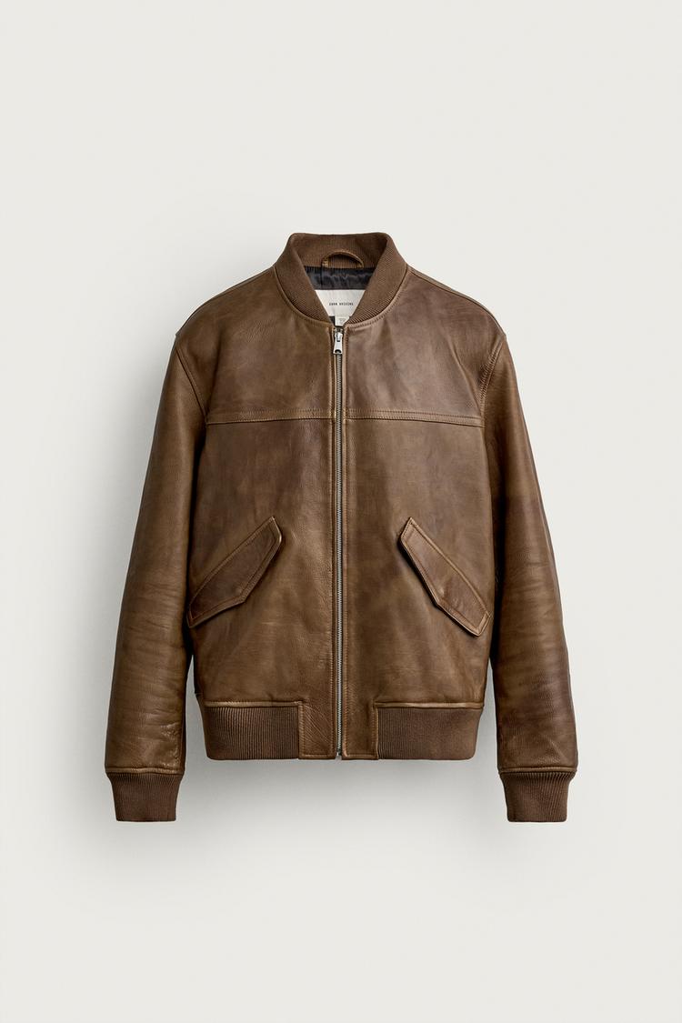 Cazadora bomber piel efecto vintage