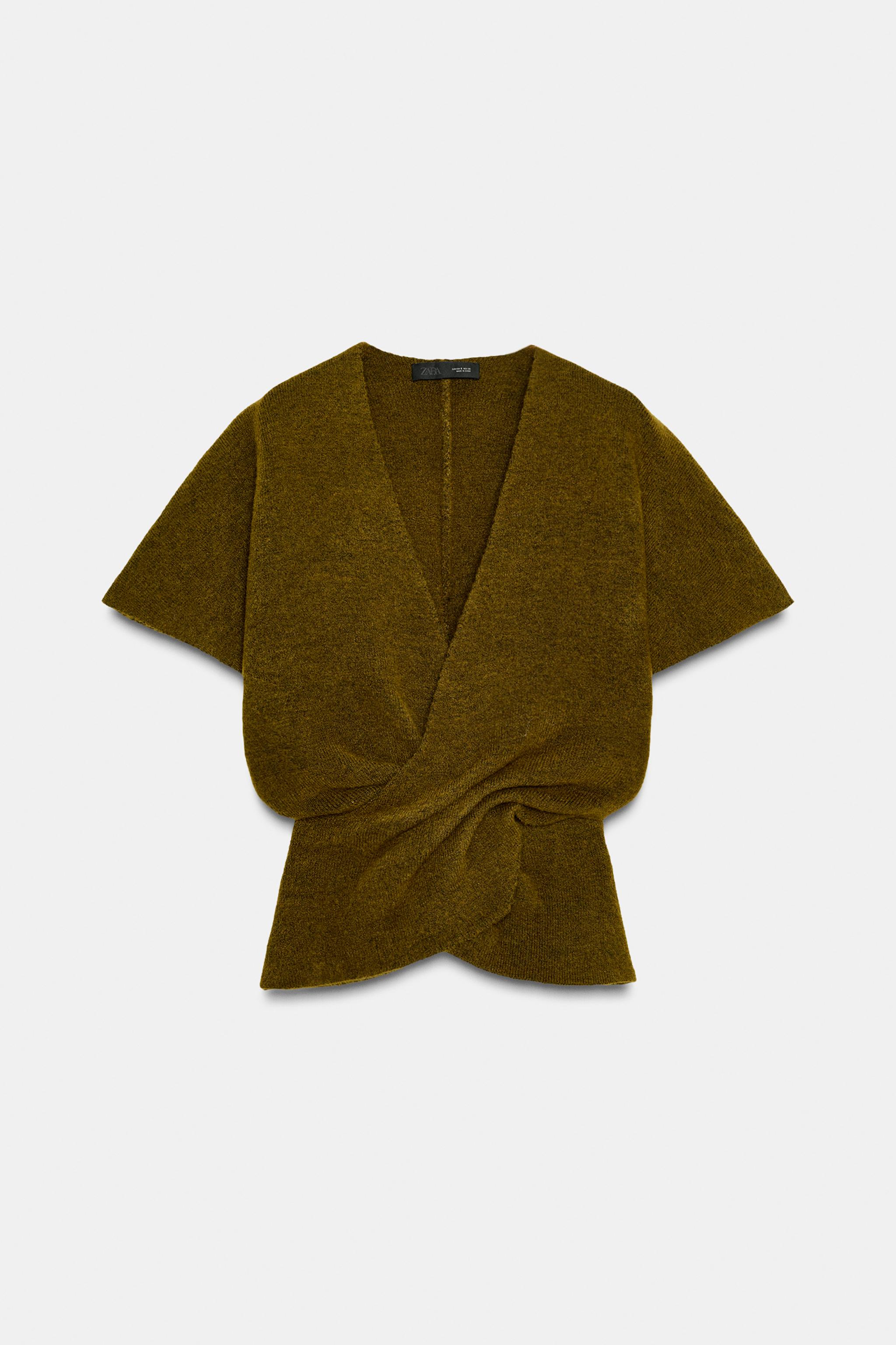 DRAPED KNIT SHORT SLEEVE JUMPER