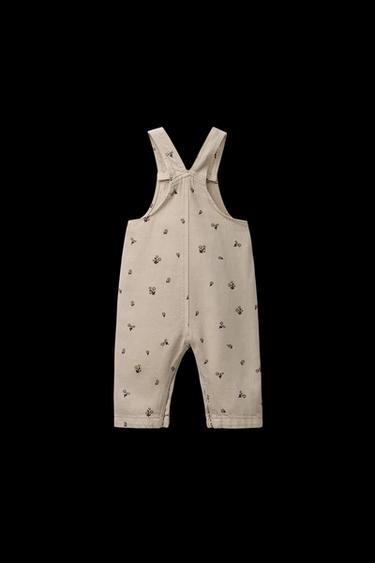 Zara FLORAL TWILL OVERALLS - Beige