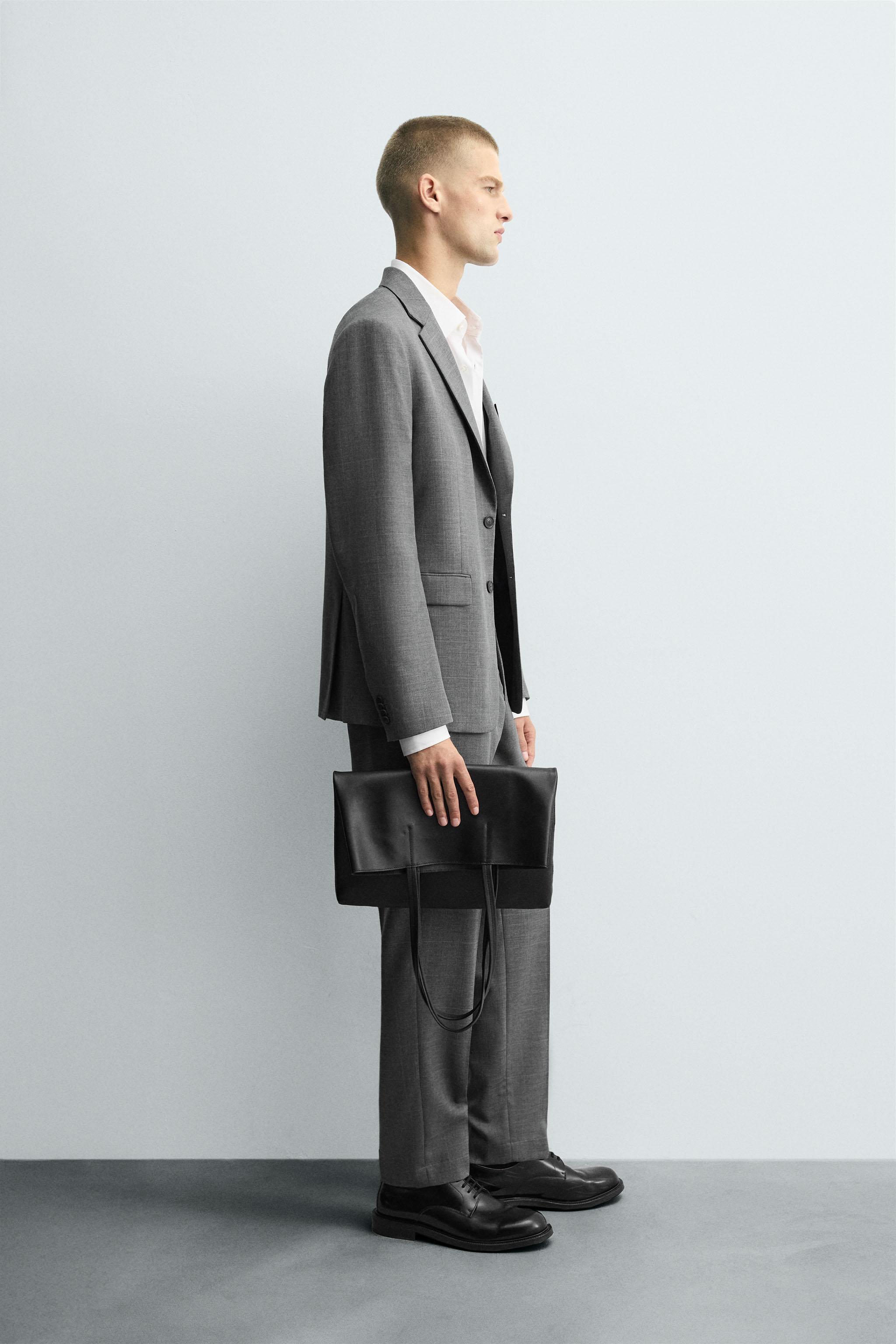 ZARA ネイビー チェック柄 スーツセット ウォッシャブル＆速乾性チェック柄スーツブレザー - ネイビー