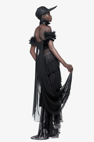 LIMITED EDITION LACE RUFFLE MAXI DRESS — Black 2