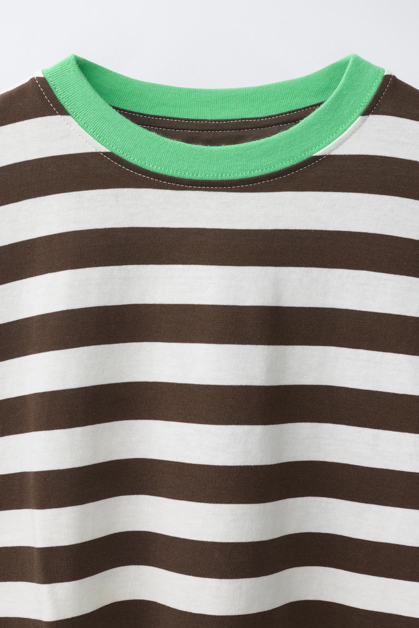 Детские футболки Zara Three-Pack OF Basic and Striped T-SHIRTS, цвет: Коричневый — фото 4