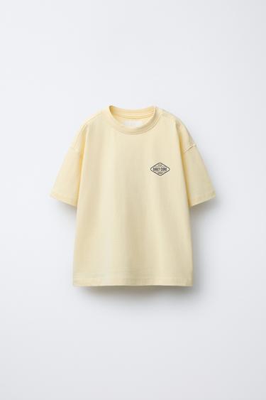 Zaras T-SHIRT MED TRYCKT LOGOTYP - Gul