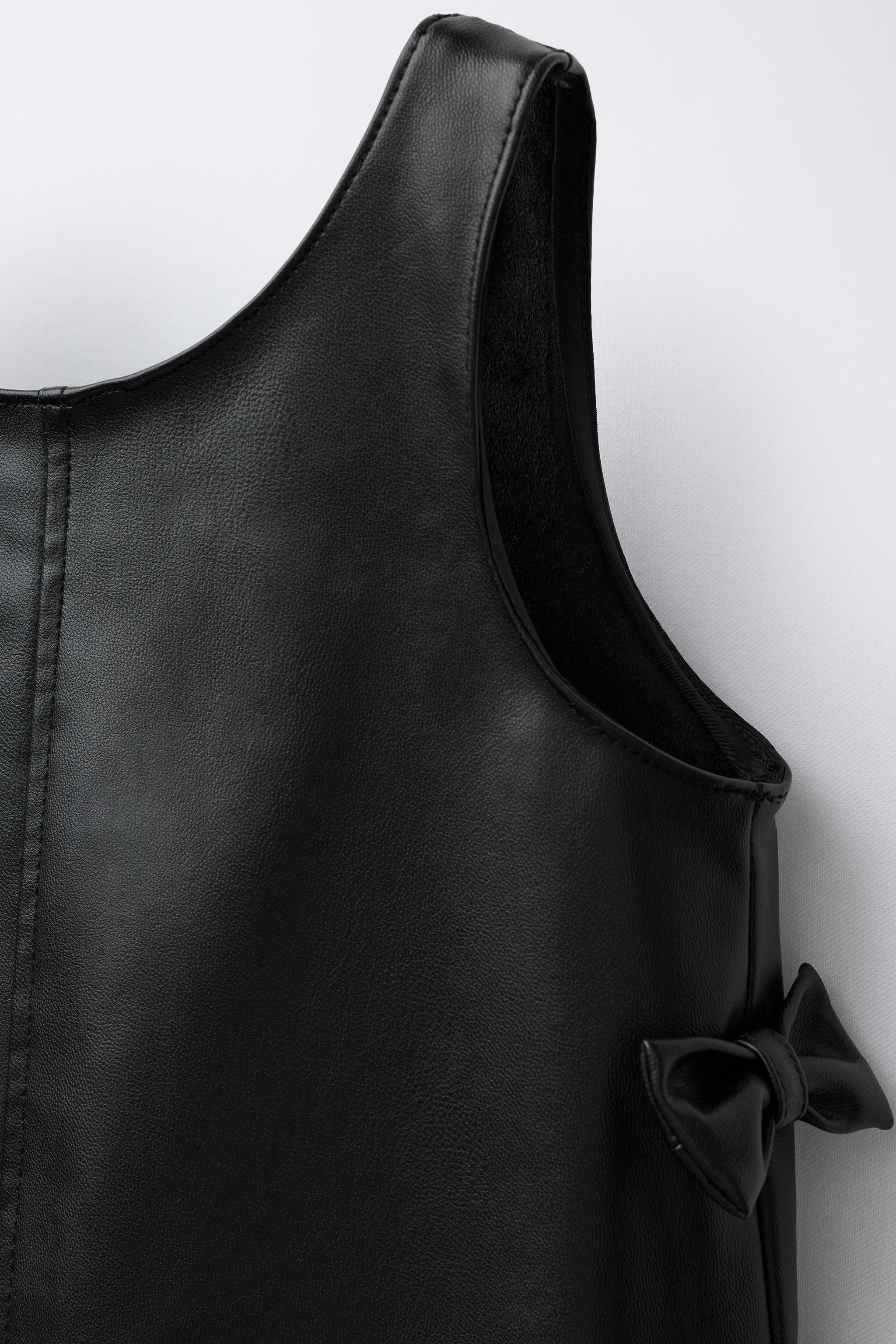 FAUX LEATHER PINAFORE DRESS WITH BOWS - Black | ZARA South Africa FAUX LEATHER PINAFORE DRESS WITH BOWS - Black | ZARA South Africa