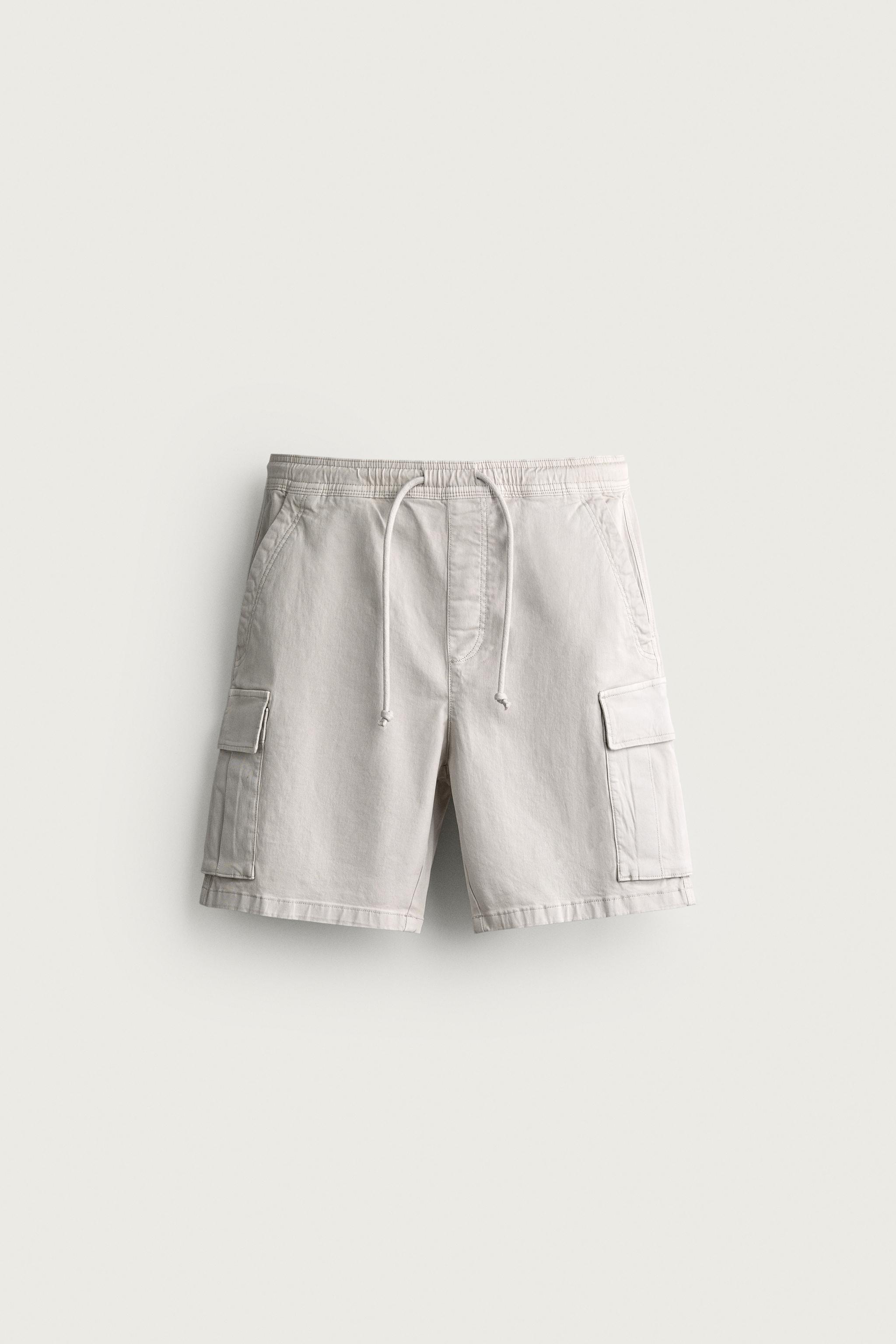 FADED RELAXED FIT CARGO BERMUDA SHORTS — Ice