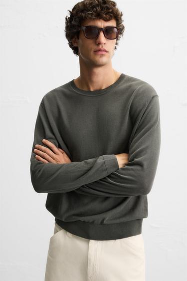 LIGHTWEIGHT COTTON SWEATER - Mid-grey by Zara