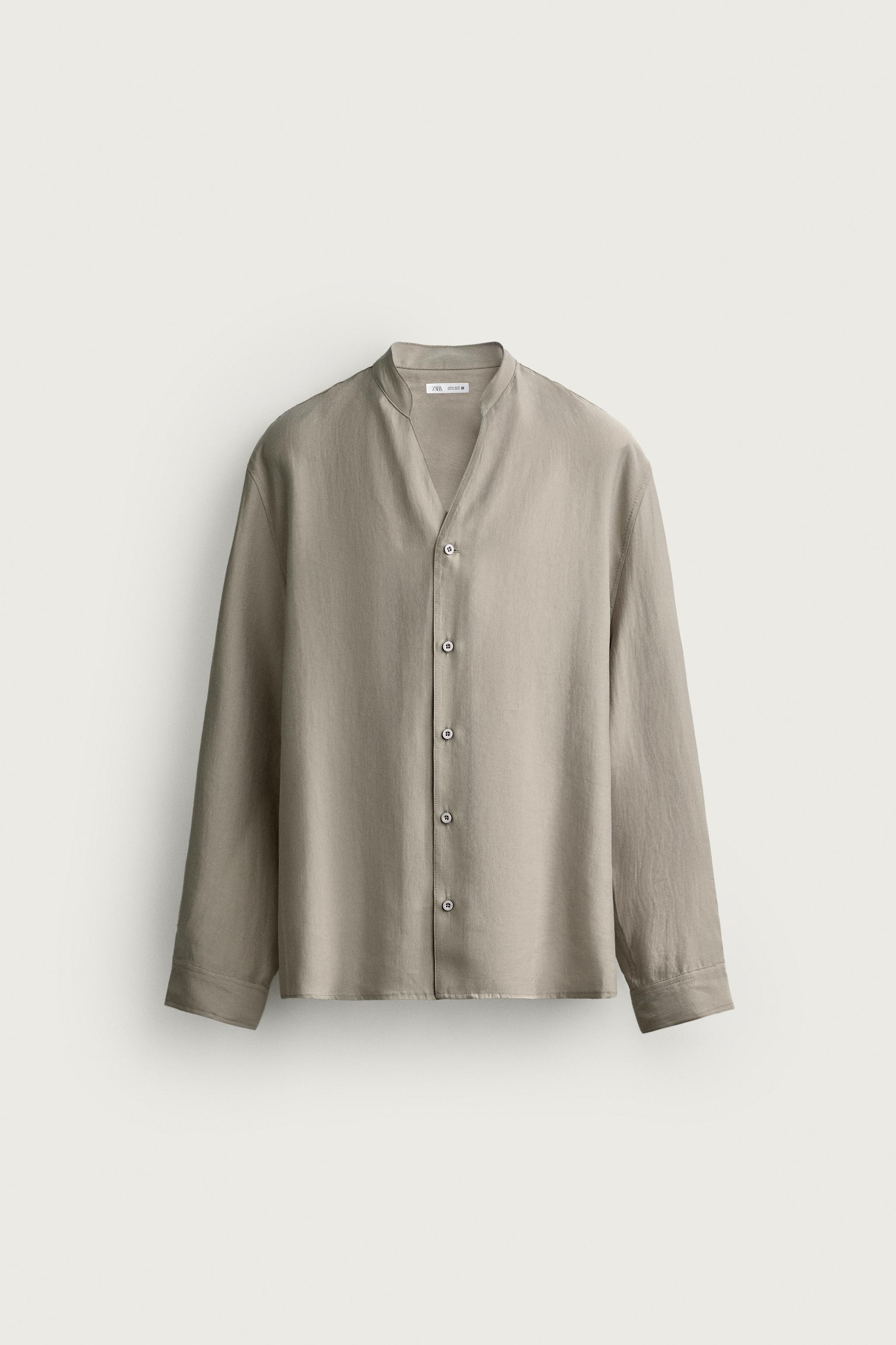 RELAXED FIT FLOWY SHIRT — Beige