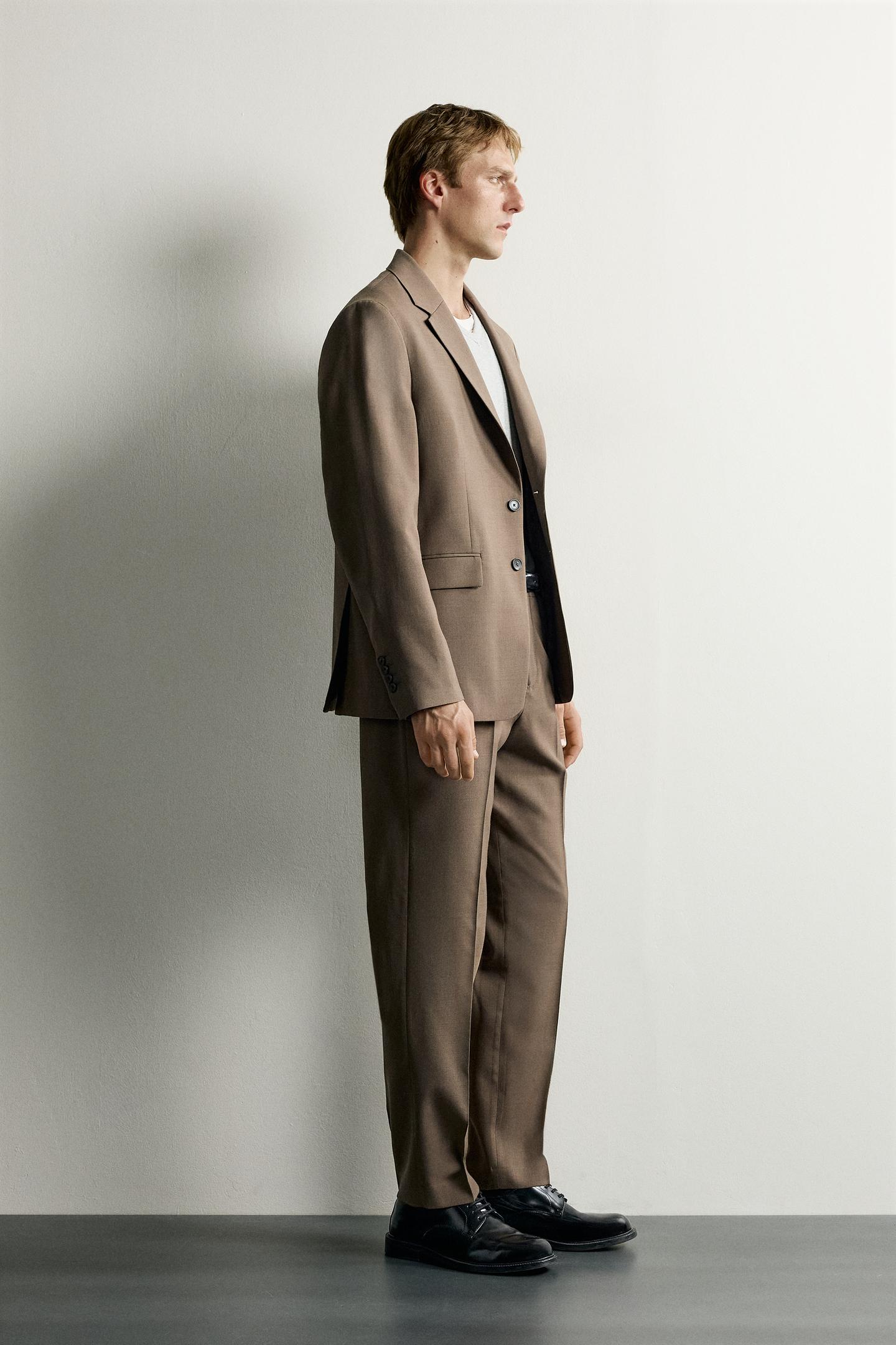 Мужские брюки Zara Regular Fit Suit, цвет: Серо-коричневый коричневый — фото 4