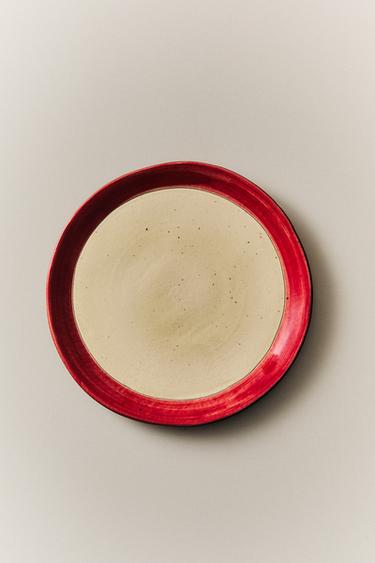 STONEWARE DINNER PLATE WITH RIM - Red by Zara - Image 4