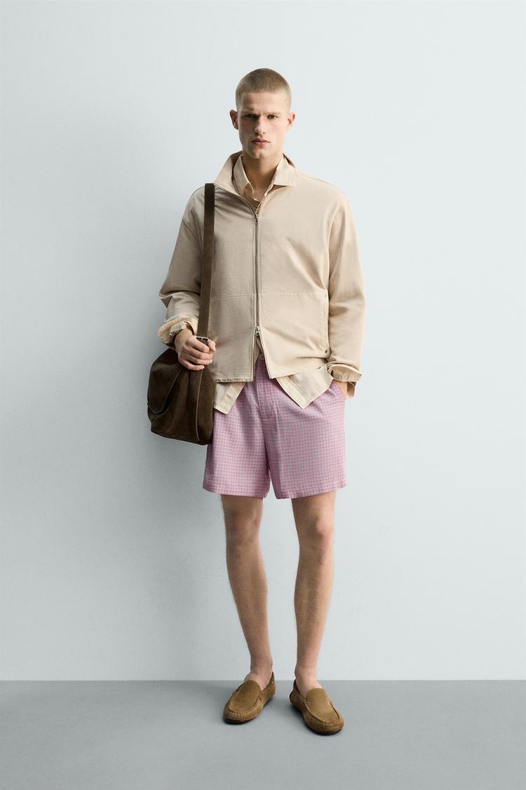 ZARA FLOWING CHECK BERMUDA SHORTS
