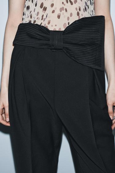 БРЮКИ С ПОЯСОМ-БАНТОМ — ZW COLLECTION LIMITED EDITION — ЧЕРНЫЙ от Zara