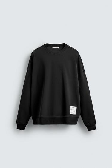 INTERLOCK-SWEATSHIRT MIT ETIKETT - Schwarz von Zara