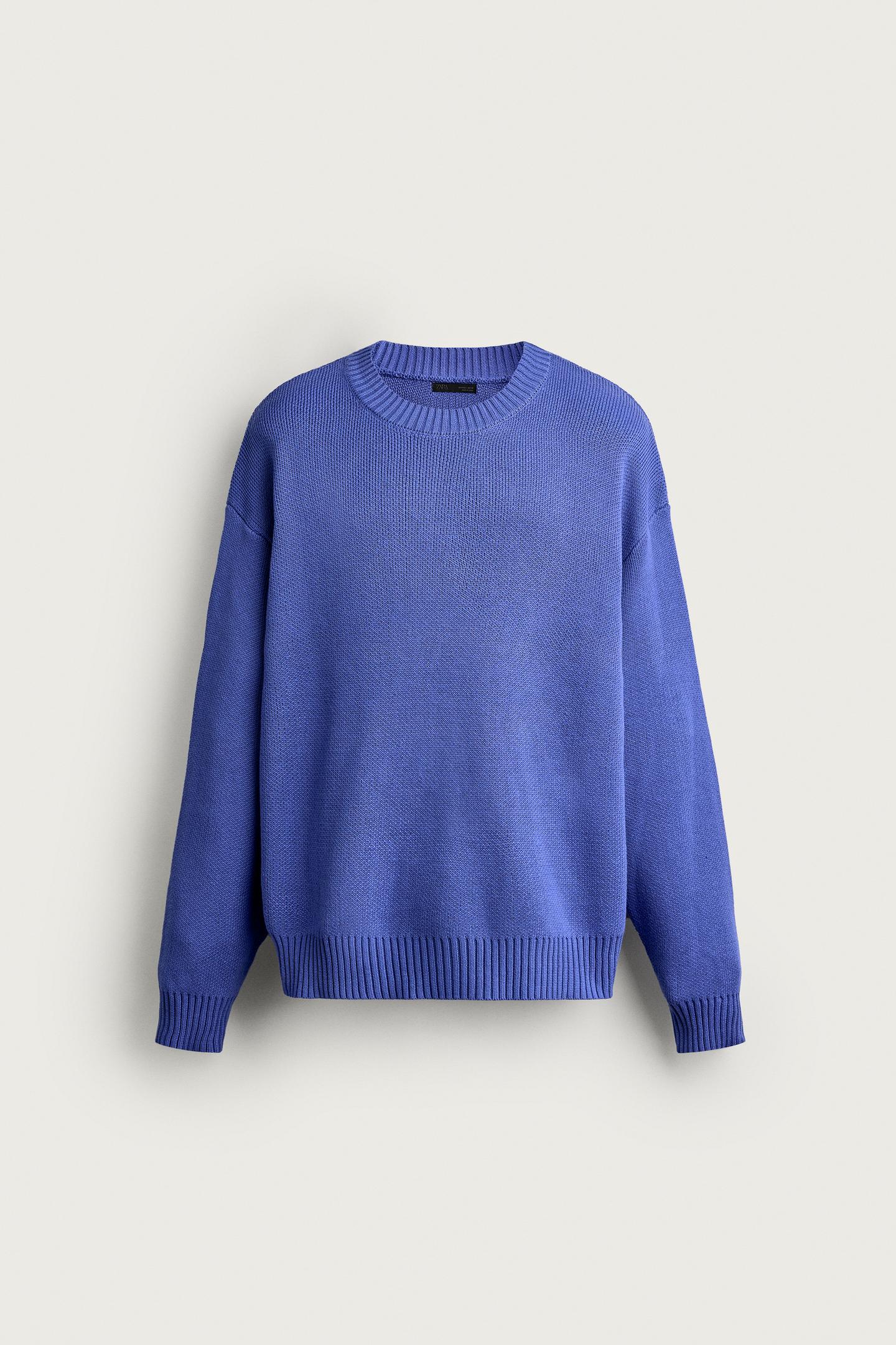 Мужской свитер Zara Relaxed Fit 100% Cotton, цвет: Голубоватый — фото 7